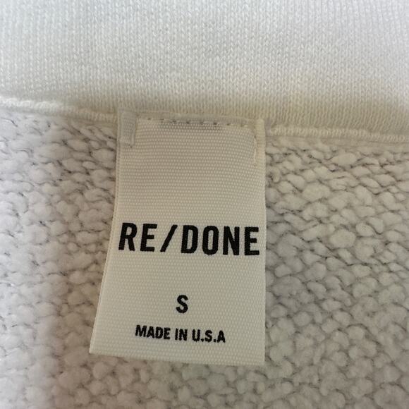 RE/DONE 70's Half Zip Sweatshirt in Off White Size Small NWOT - Picture 7 of 10